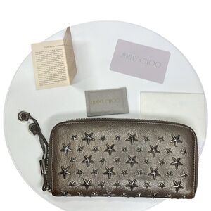 Jimmy Choo Star studded long leather wallet. Star emblem. Dust bag & COA
